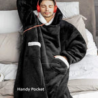 Adults 180cm Long Wearable Blanket Hoodie Fleece Pullover