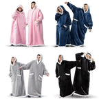 Adults 180cm Long Wearable Blanket Hoodie Fleece Pullover