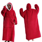 Winter Hooded Sweater Wearable Blanket Unisex Oversized Blanket With Sleeves Large Pocket