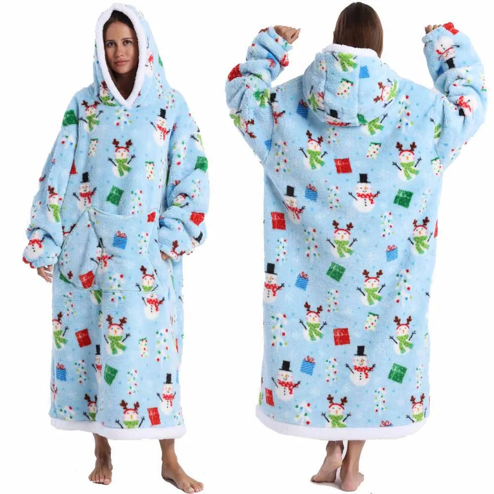 Christmas Flannel Wearable Blanket | Winter Hoodie