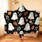 Halloween Kitten Hooded Wearable Flannel Cloak Blanket