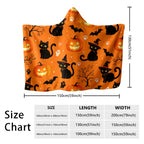Halloween Kitten Hooded Wearable Flannel Cloak Blanket