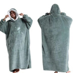 Winter Hooded Sweater Wearable Blanket Unisex Oversized Blanket With Sleeves Large Pocket