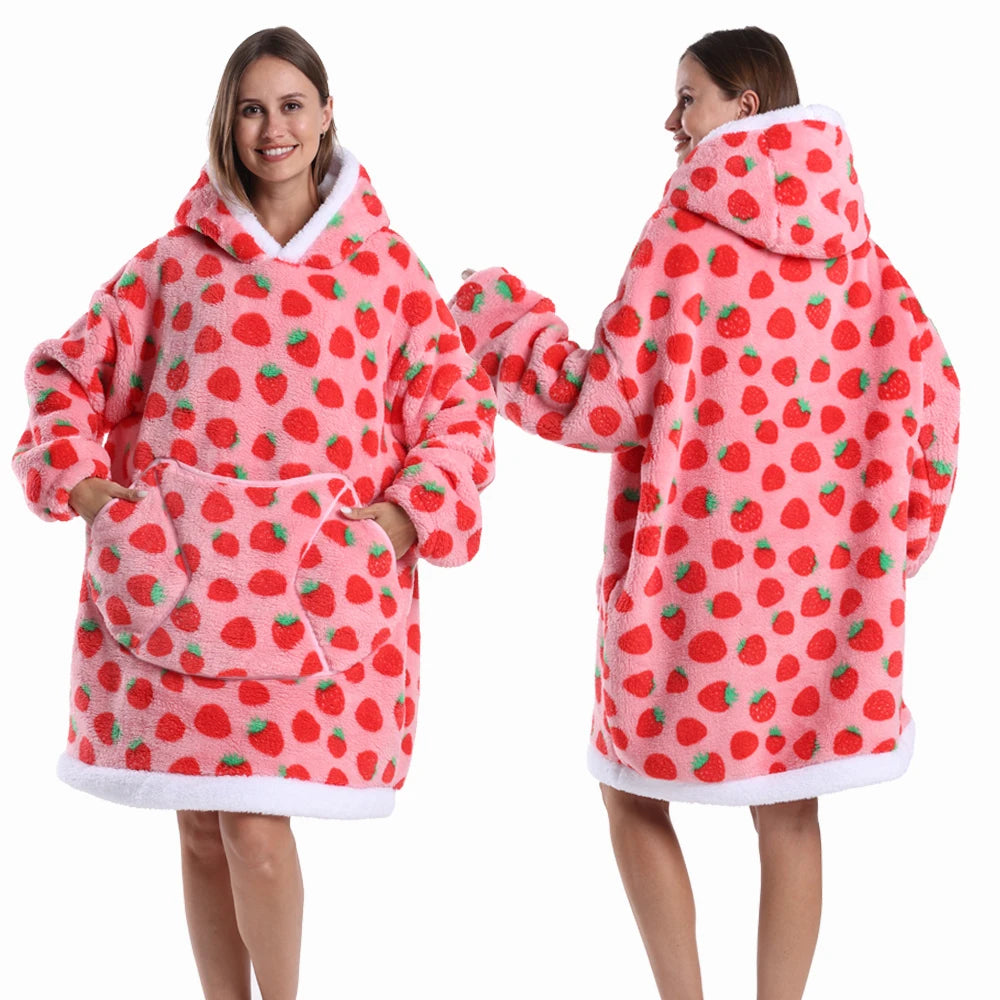 Christmas Flannel Wearable Blanket | Winter Hoodie