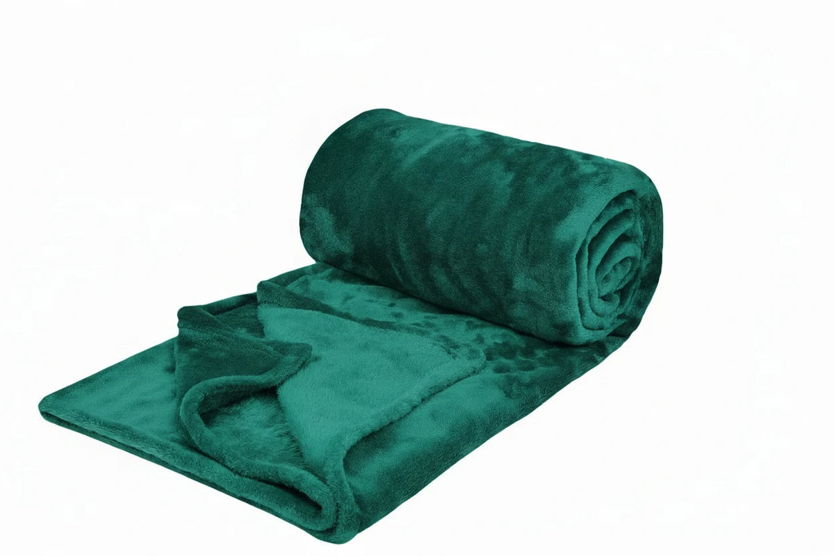 Green towel with 400 GSM label on a white background