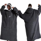Winter Hooded Sweater Wearable Blanket Unisex Oversized Blanket With Sleeves Large Pocket