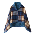 Lazy Plaid Wearable Blanket Button Warm Shawl Throw
