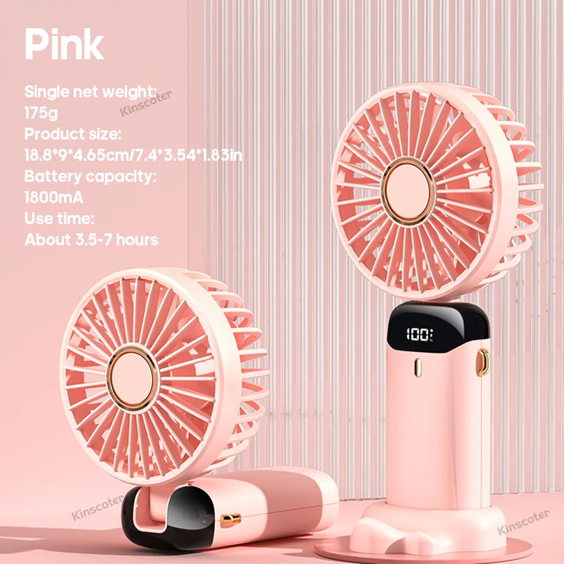 Portable Foldable USB Mini Fan – 5-Speed Rechargeable Neck & Handheld