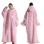 Winter Hooded Sweater Wearable Blanket Unisex Oversized Blanket With Sleeves Large Pocket