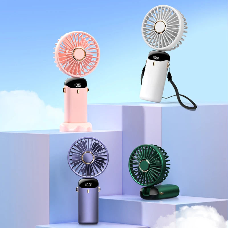 Portable Foldable USB Mini Fan – 5-Speed Rechargeable Neck & Handheld