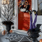 Halloween's Witch Leg Garden Stakes with Striped Boots, Set of 2