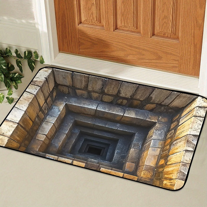 Realistic 3D Tunnel Effect Doormat  Anti-Slip Washable Floor Mat for Home Entryway