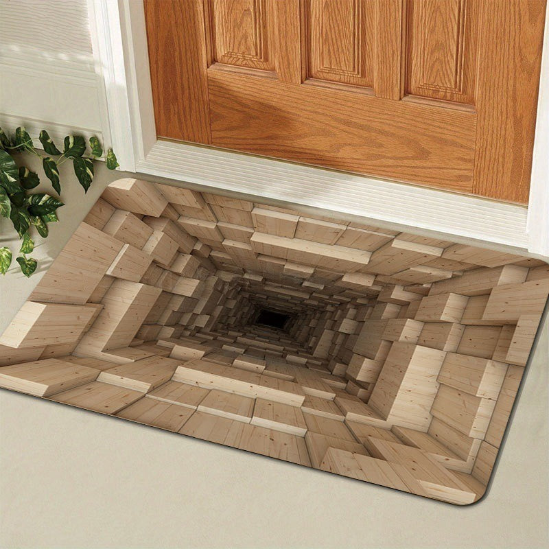 Realistic 3D Tunnel Effect Doormat  Anti-Slip Washable Floor Mat for Home Entryway