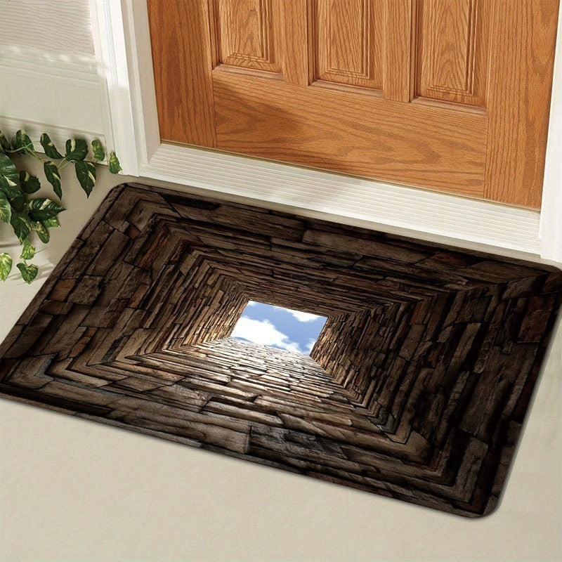 Realistic 3D Tunnel Effect Doormat  Anti-Slip Washable Floor Mat for Home Entryway