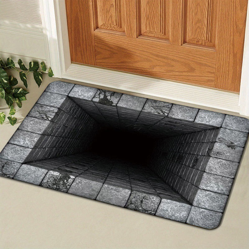 Realistic 3D Tunnel Effect Doormat  Anti-Slip Washable Floor Mat for Home Entryway