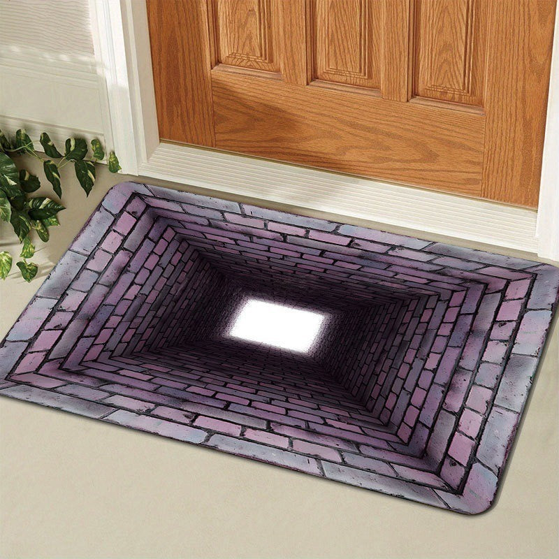 Realistic 3D Tunnel Effect Doormat  Anti-Slip Washable Floor Mat for Home Entryway