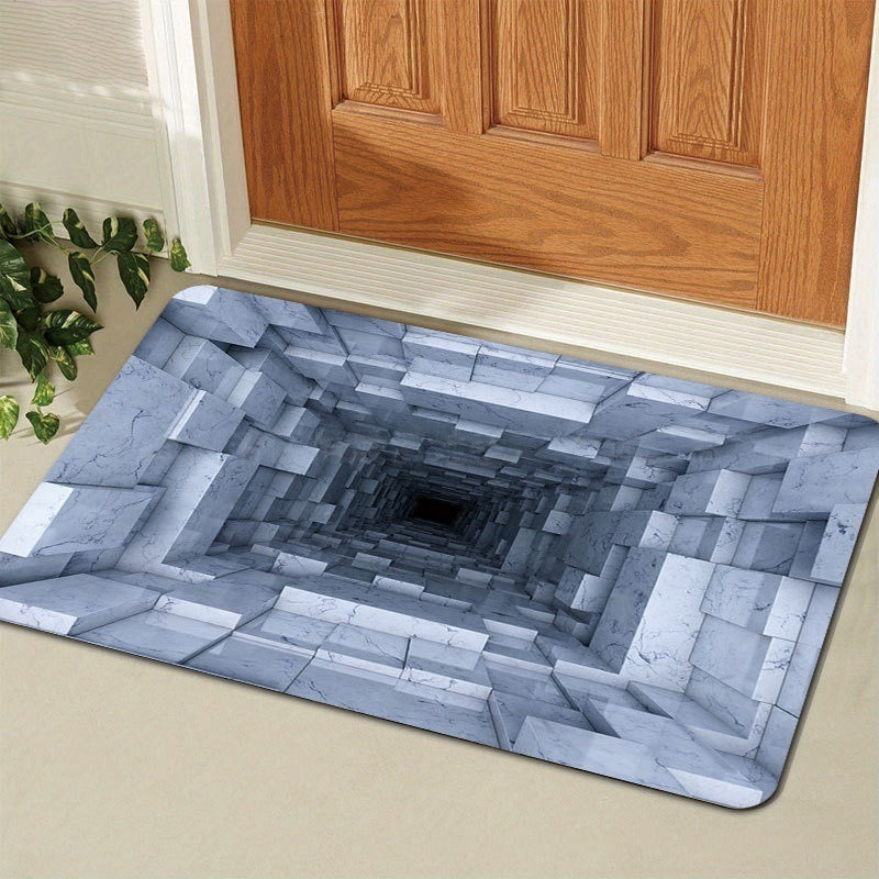 Realistic 3D Tunnel Effect Doormat  Anti-Slip Washable Floor Mat for Home Entryway