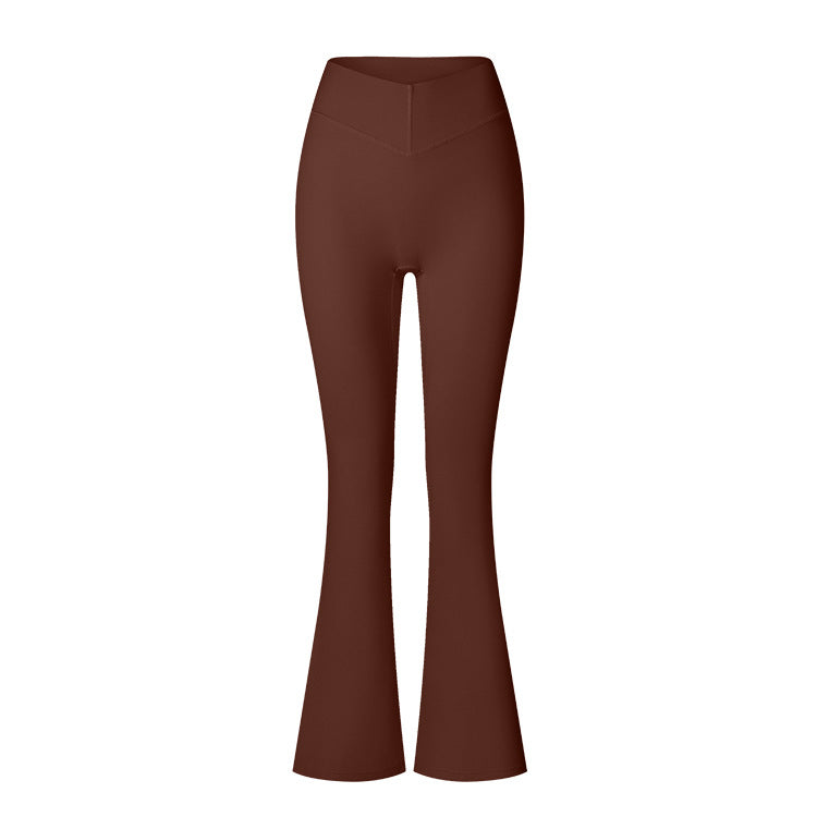 Brushed Flared V-waist Sports Tight Trousers
