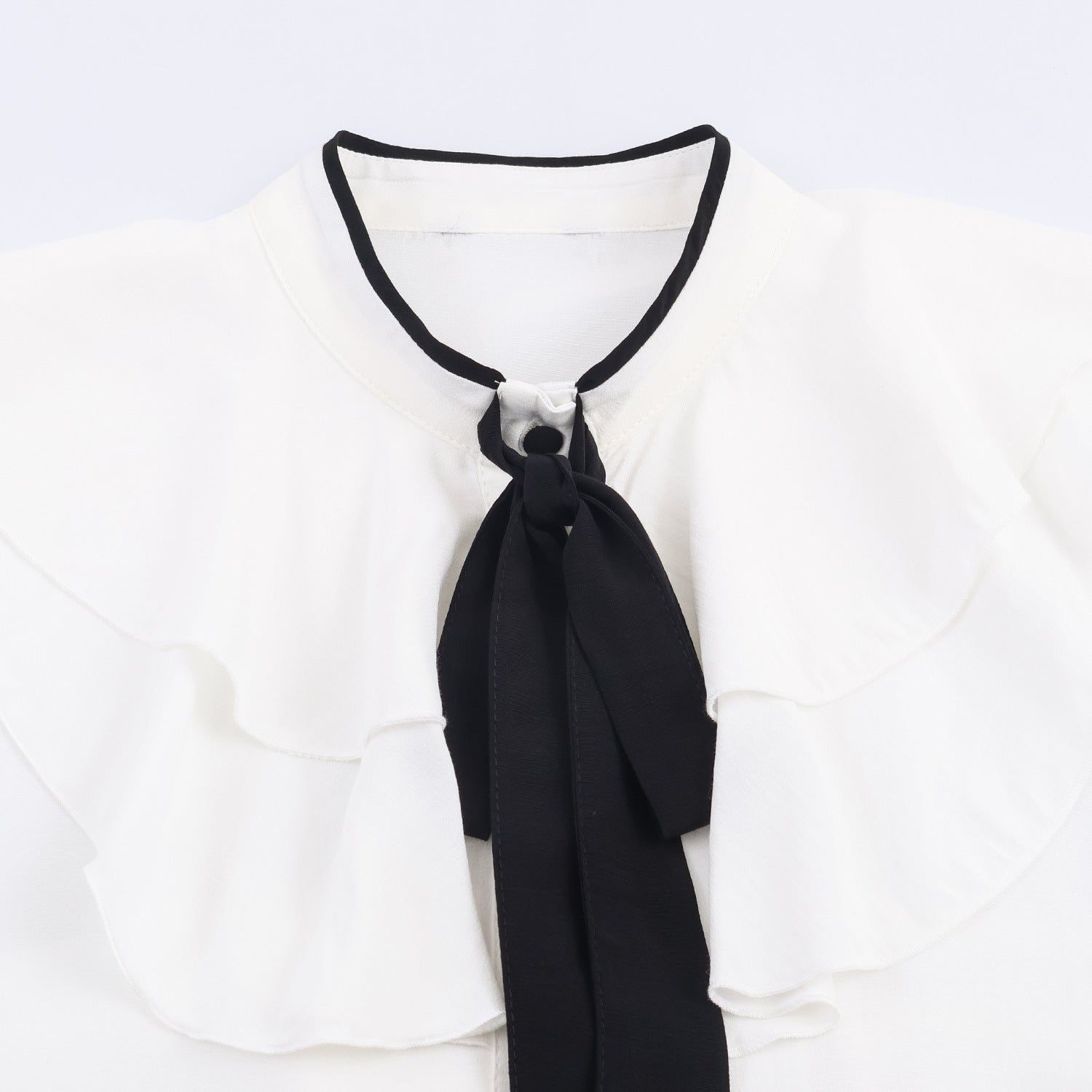 Women’s Color-Block Bow Layered Shirt – Chic Casual Decorative Top