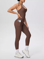 Halter Neck Cami and High-Waisted Pocket Leggings Active Set