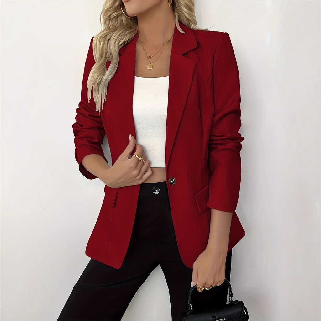 Solid Color Casual Slim Fit Jacket – Lightweight Women’s Blazer