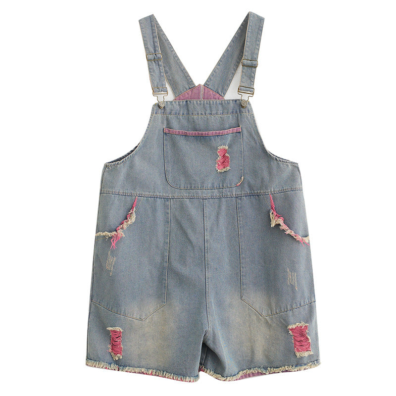 Retro Strap Denim Shorts – Fashionable Casual High-Waist Jeans