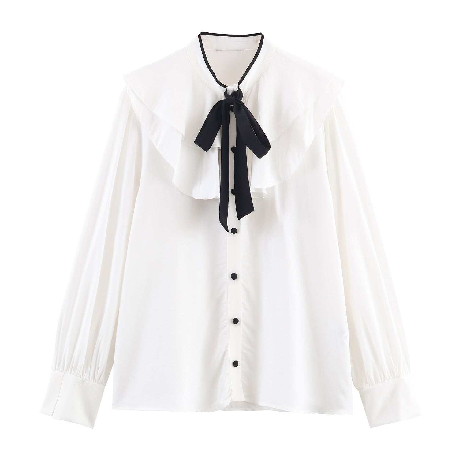 Women’s Color-Block Bow Layered Shirt – Chic Casual Decorative Top