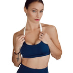 The Alyssa Backless Halter Sports Bra Top with Contrast Straps