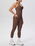 Halter Neck Cami and High-Waisted Pocket Leggings Active Set
