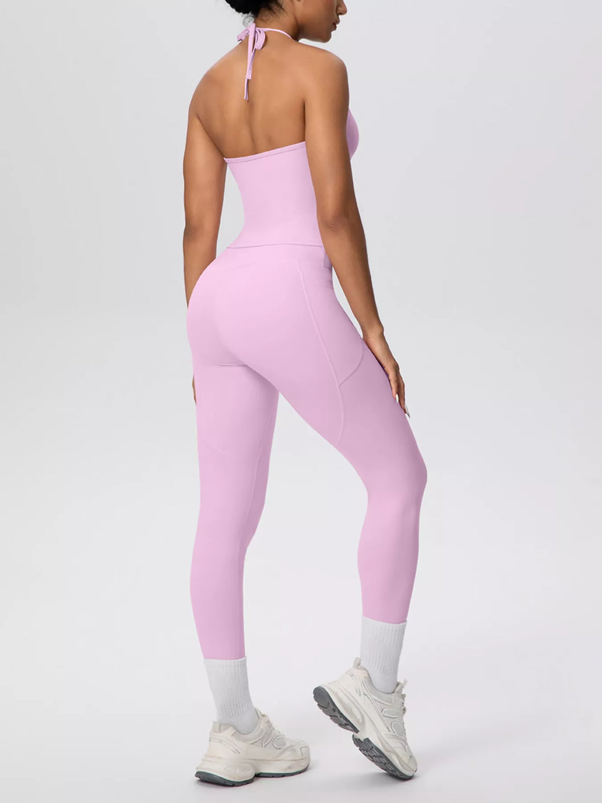 Halter Neck Cami and High-Waisted Pocket Leggings Active Set
