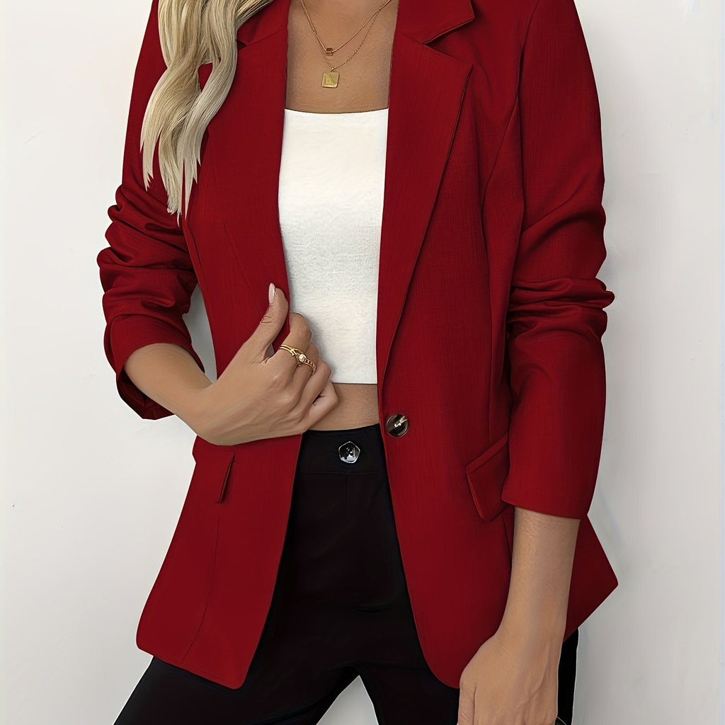 Solid Color Casual Slim Fit Jacket – Lightweight Women’s Blazer