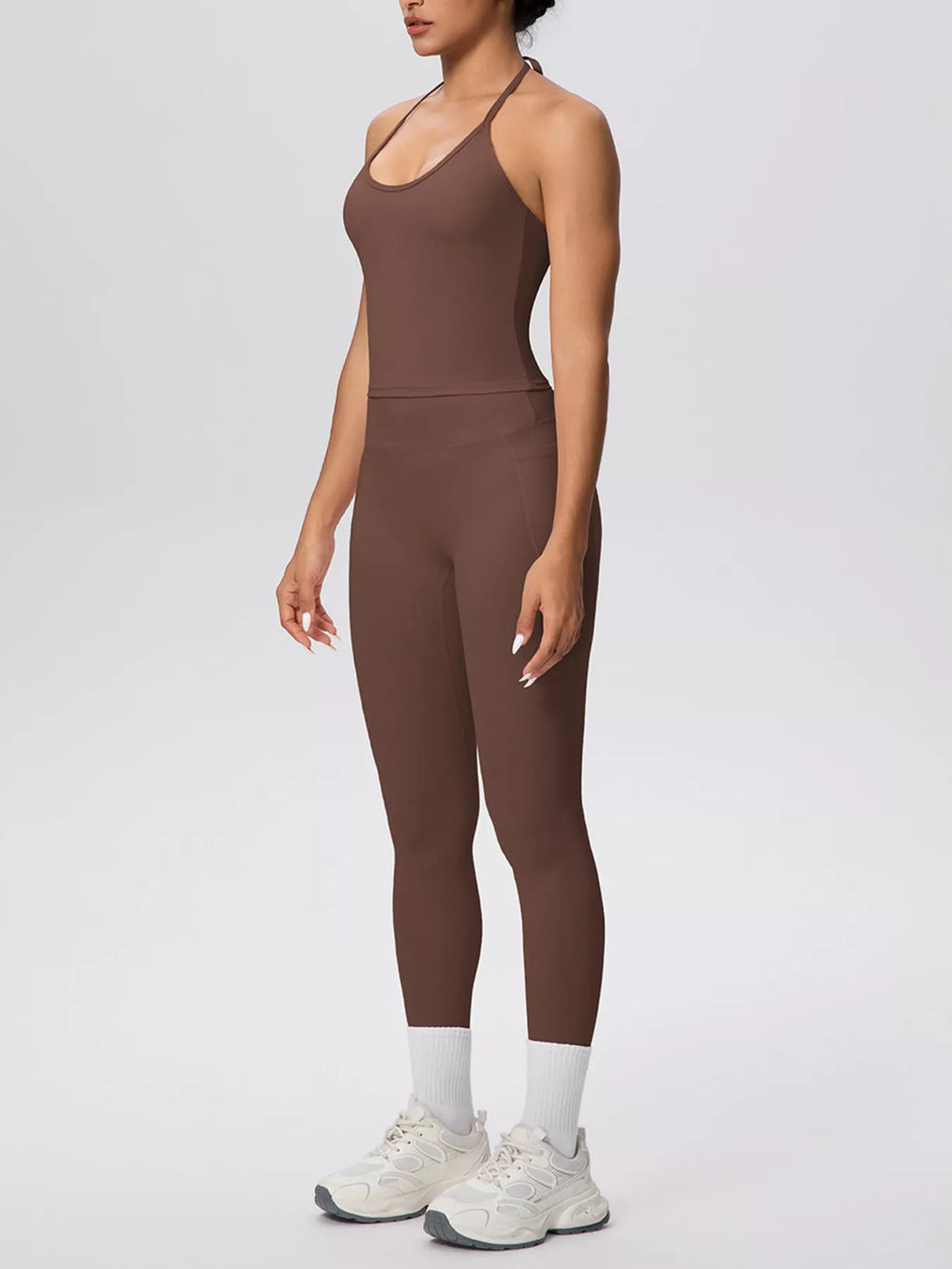 Halter Neck Cami and High-Waisted Pocket Leggings Active Set