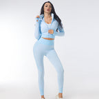 3-Piece Seamless Yoga and Gym Set with Leggings, Crop Top and Sports Bra