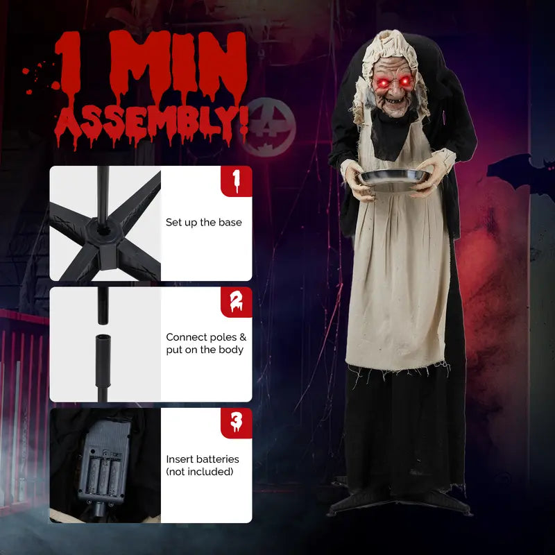 Halloween's 5ft Animated Figure with Sound-Activated Movement and LED Eyes