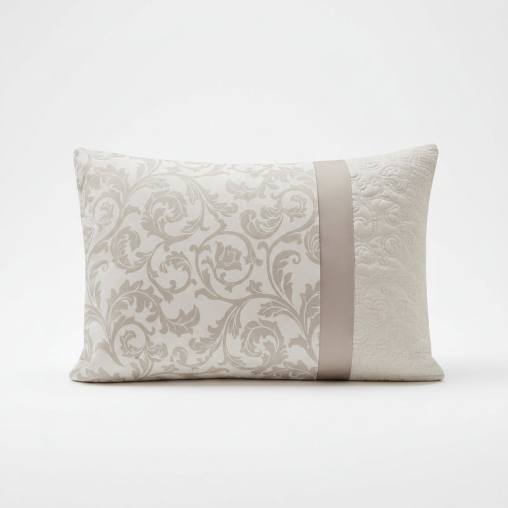 Decorative pillow with floral pattern on a beige background