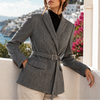 Women's Belted Jacket | Wool Blend Herringbone