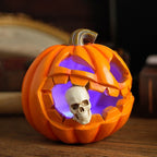 Halloween's Carved Jack O'Lantern Ornament with Skull Detail in Resin