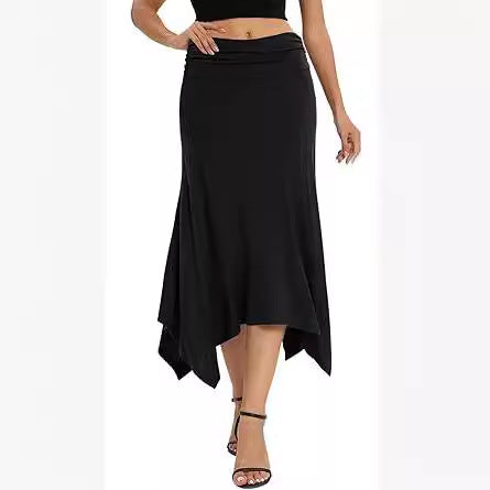 Women’s Pleated Irregular Hem Skirt – Elegant High-Waist Fashion