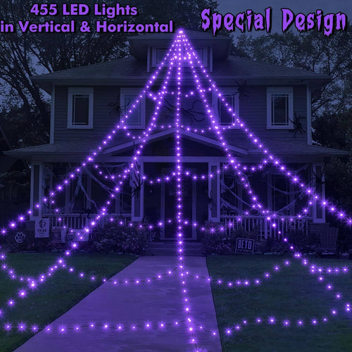 16.4 FT Halloween LED Spider Web Lights with Remote