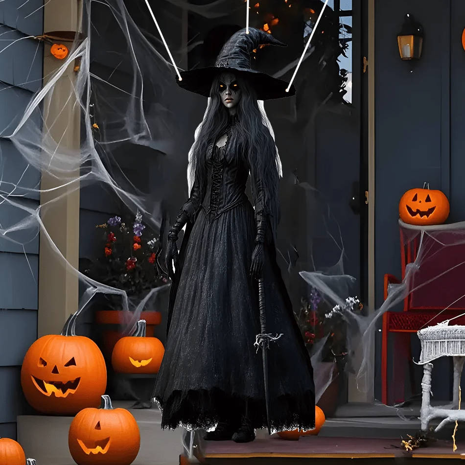 Halloween's Skull Bride Hanging Decoration with Weather Resistant Fabric
