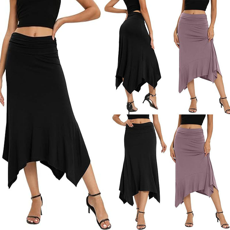 Women’s Pleated Irregular Hem Skirt – Elegant High-Waist Fashion
