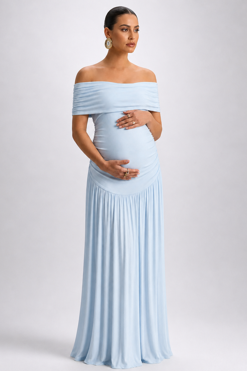 Maternity Maxi Dress – Off Shoulder Pregnancy Dress