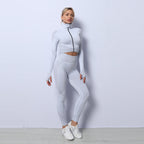 3-Piece Seamless Yoga and Gym Set with Leggings, Crop Top and Sports Bra