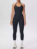 Halter Neck Cami and High-Waisted Pocket Leggings Active Set