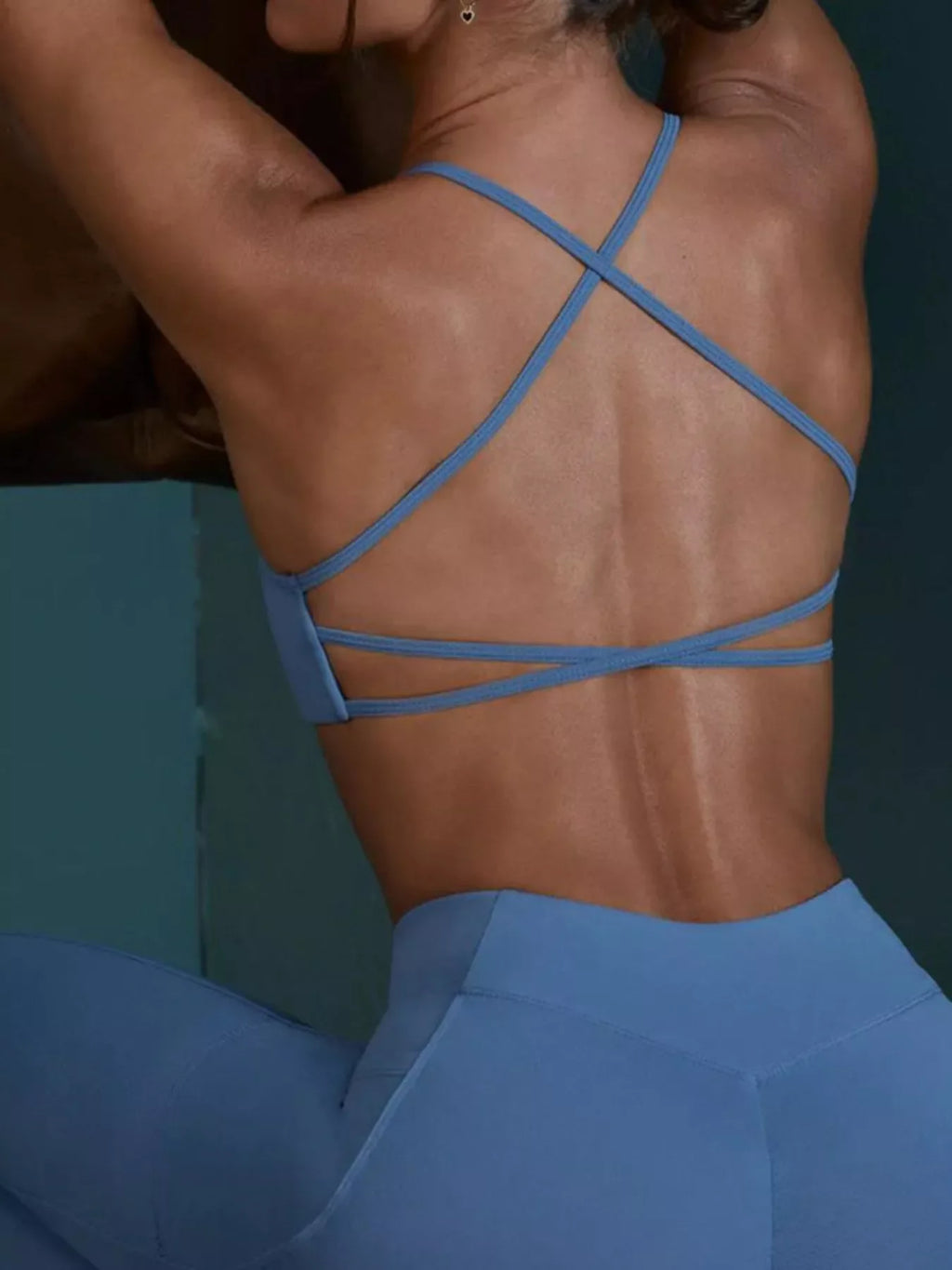 Seamless Cross-Waist Backless Cami and Leggings Active Set