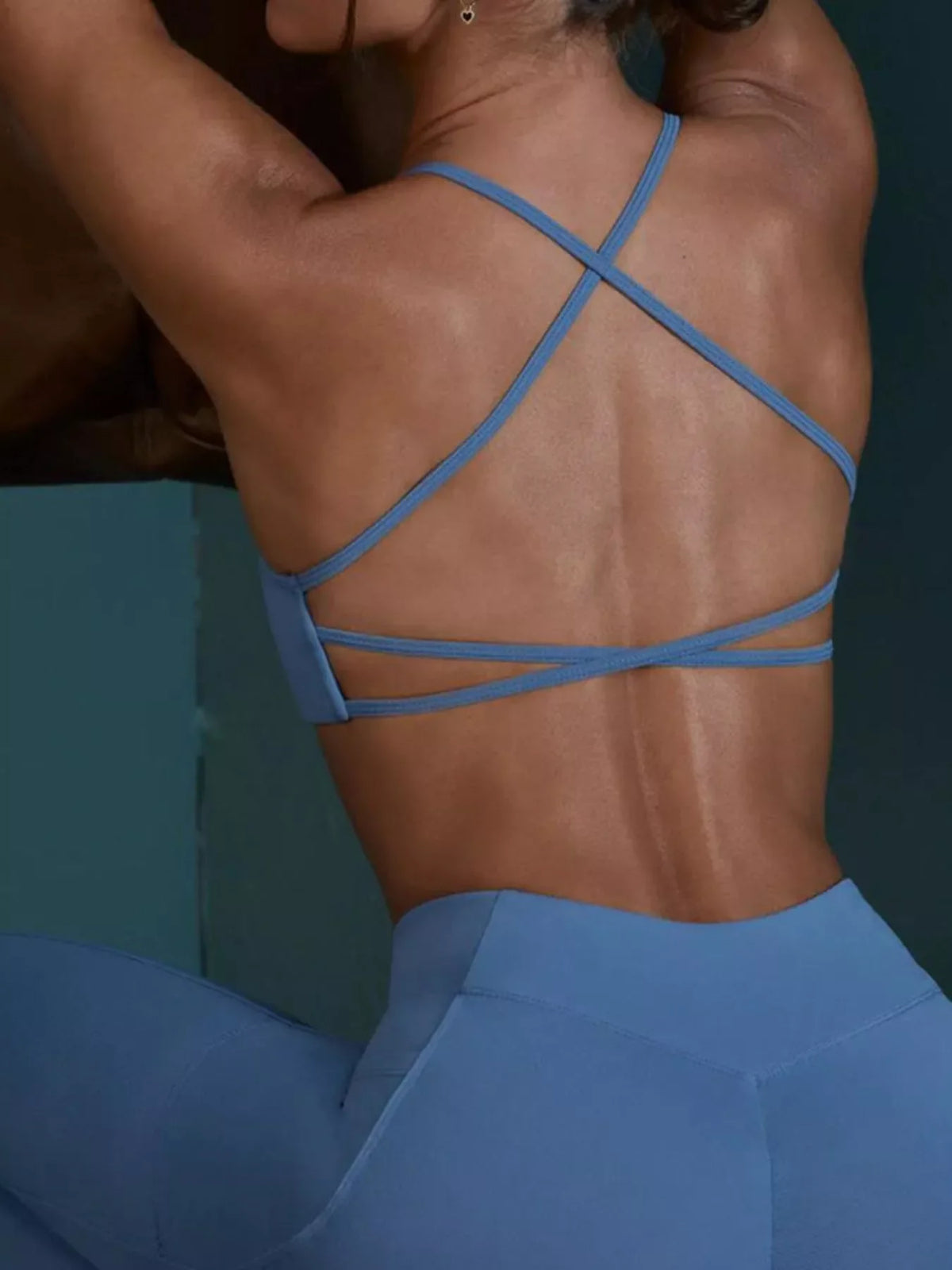 Seamless Cross-Waist Backless Cami and Leggings Active Set