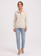Women's Full Zip Ribbed Cardigan Funnel Neck Sweater