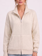 Women's Full Zip Ribbed Cardigan Funnel Neck Sweater