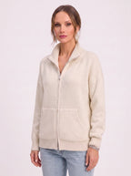Women's Full Zip Ribbed Cardigan Funnel Neck Sweater