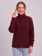 Women's Full Zip Ribbed Cardigan Funnel Neck Sweater